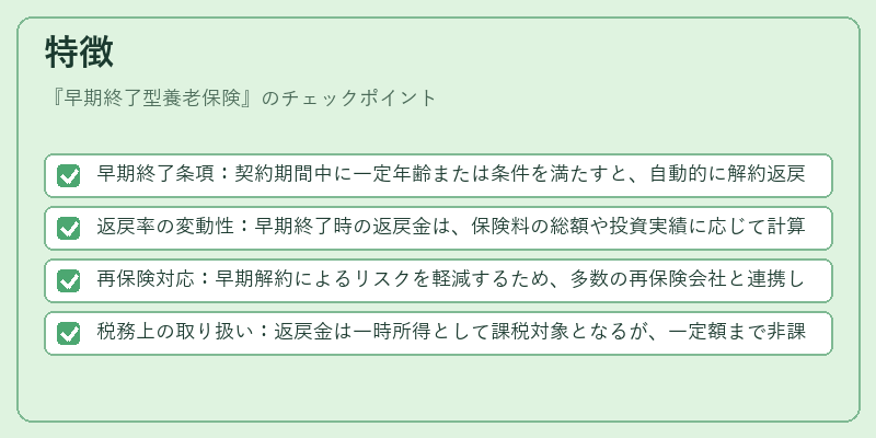 特徴（早期終了型養老保険）の図解