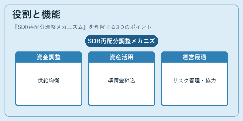 役割と機能（SDR再配分調整メカニズム）の図解