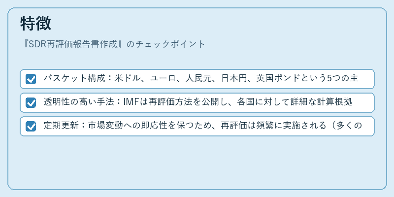 特徴（SDR再評価報告書作成）の図解