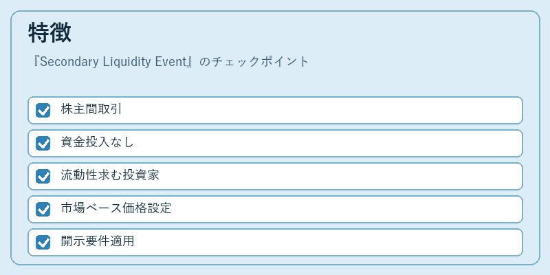 特徴（Secondary Liquidity Event）の図解