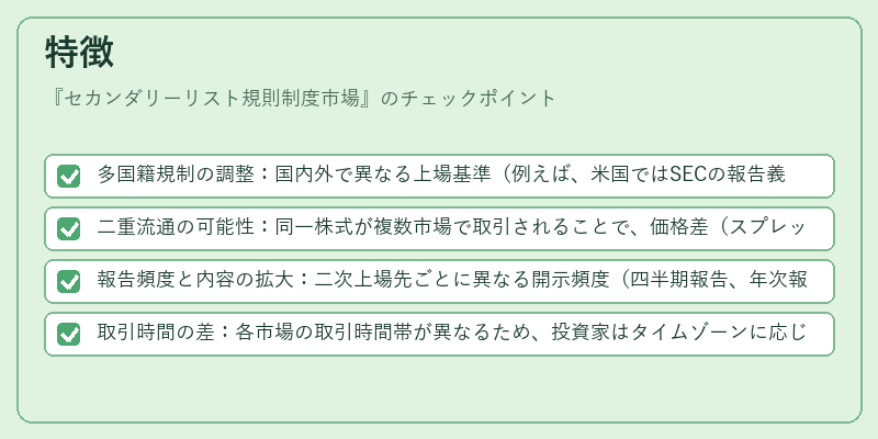 特徴（セカンダリーリスト規則制度市場）の図解