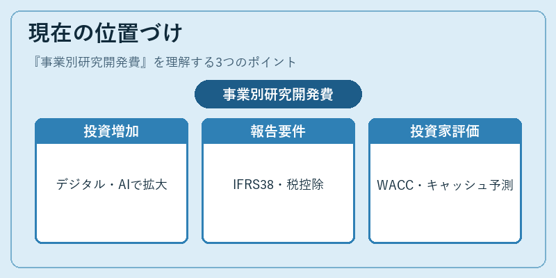 現在の位置づけ（事業別研究開発費）の図解