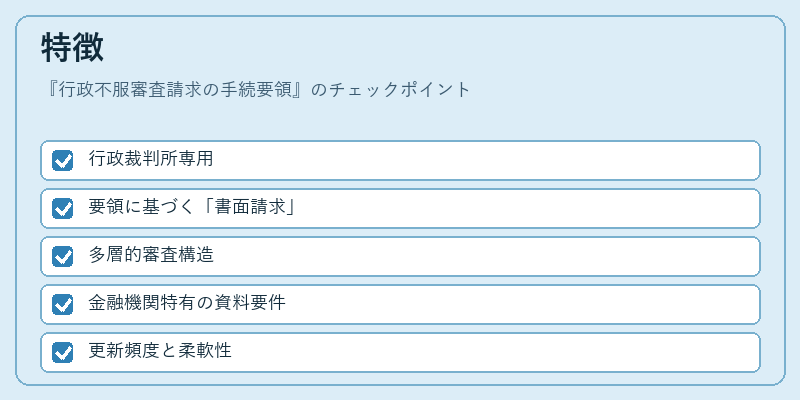 特徴（行政不服審査請求の手続要領）の図解