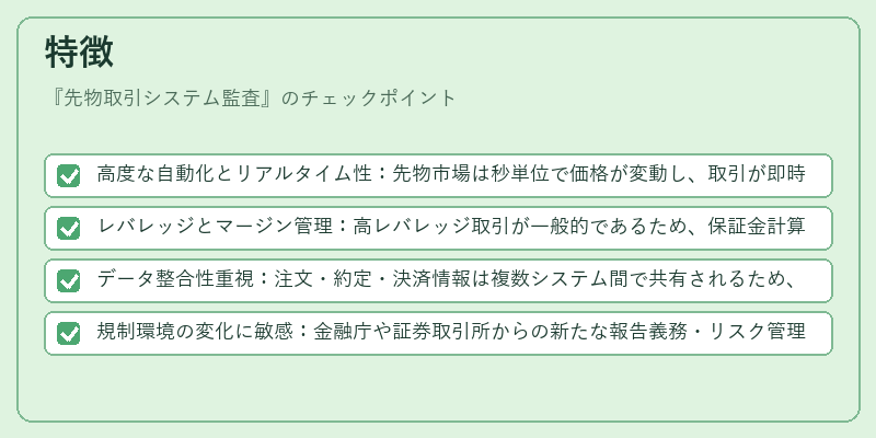特徴（先物取引システム監査）の図解