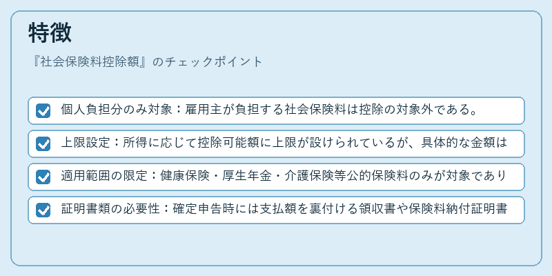 特徴（社会保険料控除額）の図解