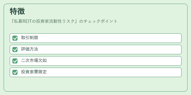 特徴（私募REITの投資家流動性リスク）の図解