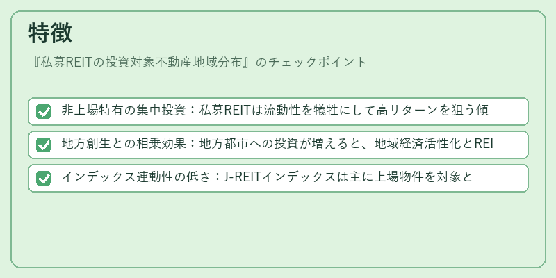 特徴(私募REITの投資対象不動産地域分布)の図解