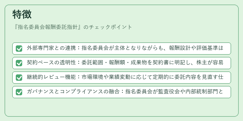 特徴（指名委員会報酬委託指針）の図解