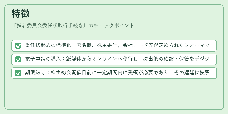 特徴（指名委員会委任状取得手続き）の図解
