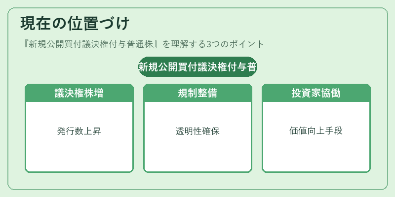 現在の位置づけ（新規公開買付議決権付与普通株）の図解