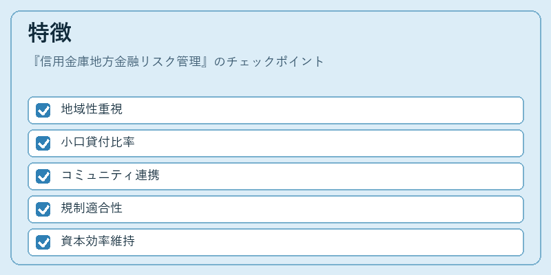 特徴（信用金庫地方金融リスク管理）の図解