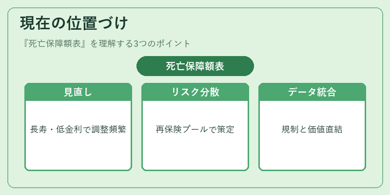 現在の位置づけ（死亡保障額表）の図解