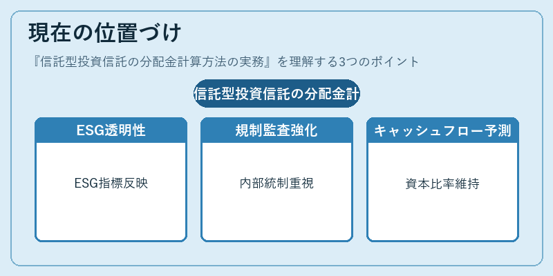 現在の位置づけ（信託型投資信託の分配金計算方法の実務）の図解