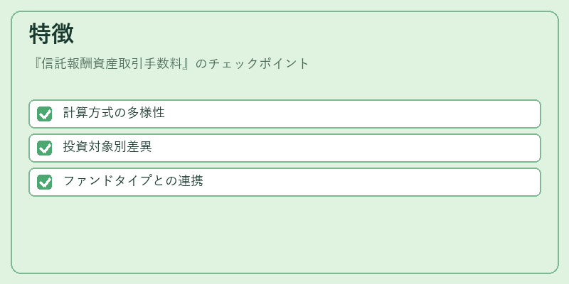 特徴(信託報酬資産取引手数料)の図解