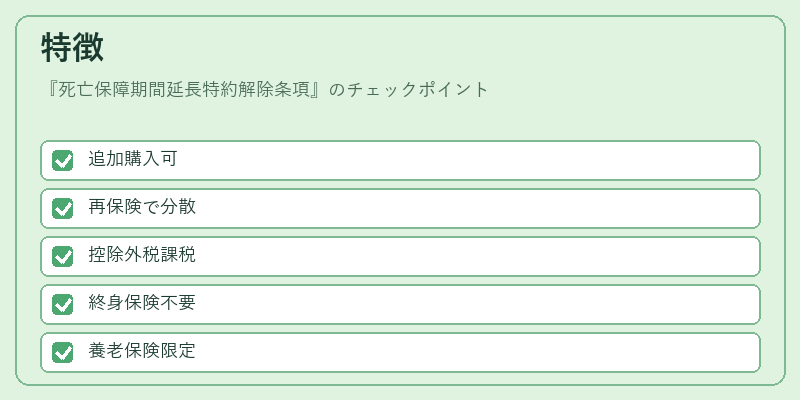 特徴（死亡保障期間延長特約解除条項）の図解