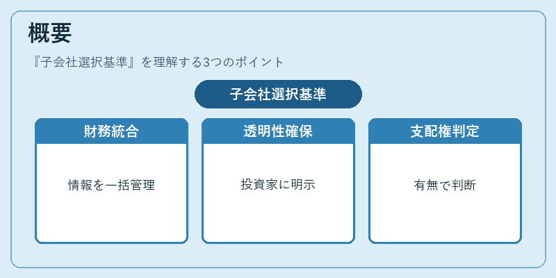 概要（子会社選択基準）の図解