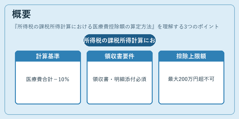 概要（所得税の課税所得計算における医療費控除額の算定方法）の図解