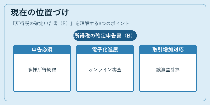 現在の位置づけ（所得税の確定申告書（B））の図解