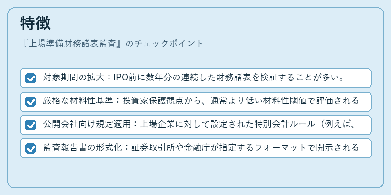 特徴（上場準備財務諸表監査）の図解