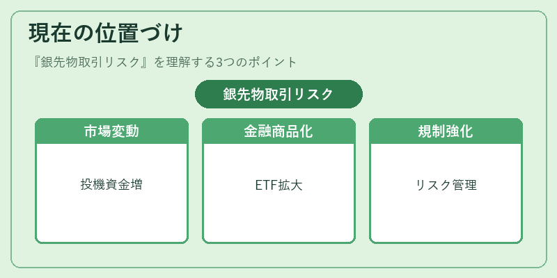 現在の位置づけ（銀先物取引リスク）の図解
