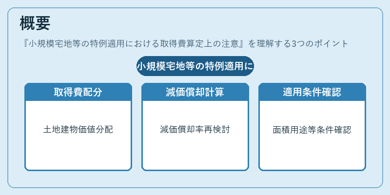 概要（小規模宅地等の特例適用における取得費算定上の注意）の図解