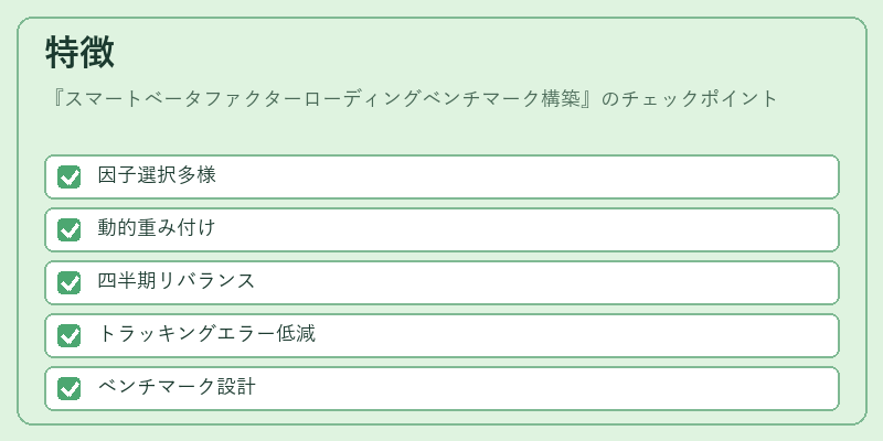 特徴（スマートベータファクターローディングベンチマーク構築）の図解