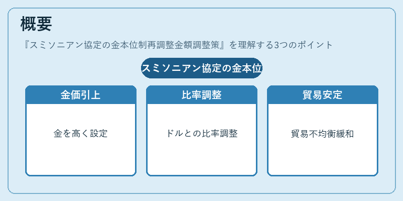 概要（スミソニアン協定の金本位制再調整金額調整策）の図解