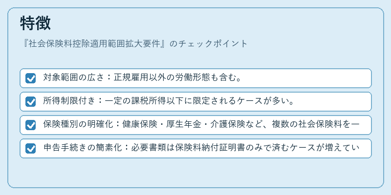特徴（社会保険料控除適用範囲拡大要件）の図解