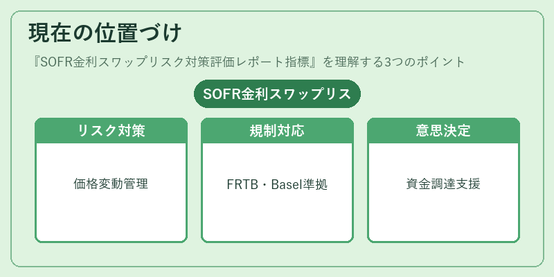現在の位置づけ（SOFR金利スワップリスク対策評価レポート指標）の図解