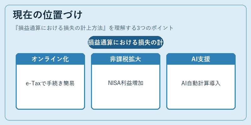 現在の位置づけ（損益通算における損失の計上方法）の図解