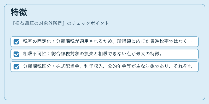 特徴（損益通算の対象外所得）の図解