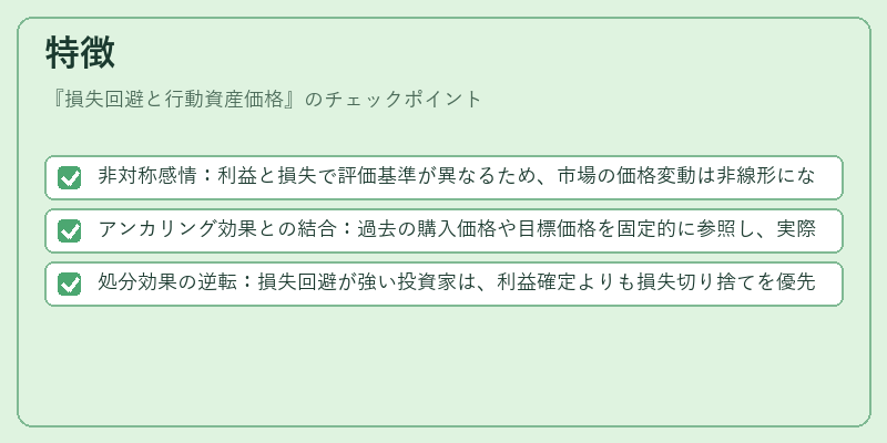 特徴（損失回避と行動資産価格）の図解