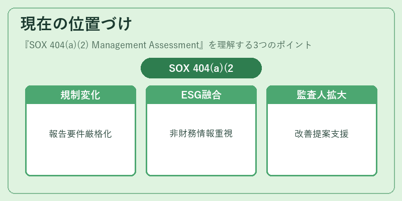 現在の位置づけ（SOX 404(a)(2) Management Assessment）の図解
