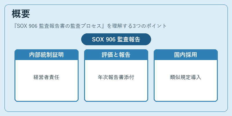 概要（SOX 906 監査報告書の監査プロセス）の図解