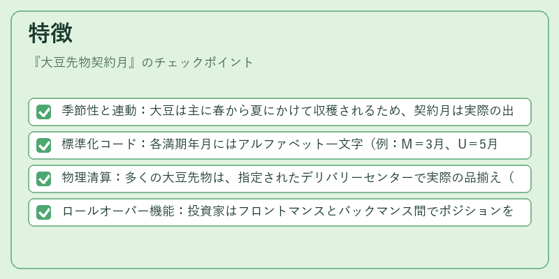 特徴（大豆先物契約月）の図解