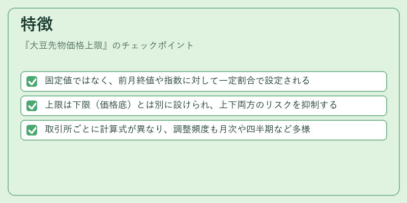 特徴(大豆先物価格上限)の図解