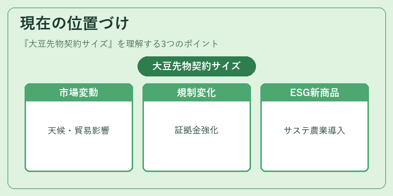 現在の位置づけ（大豆先物契約サイズ）の図解