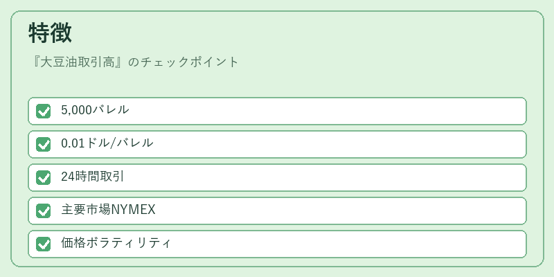 特徴（大豆油取引高）の図解