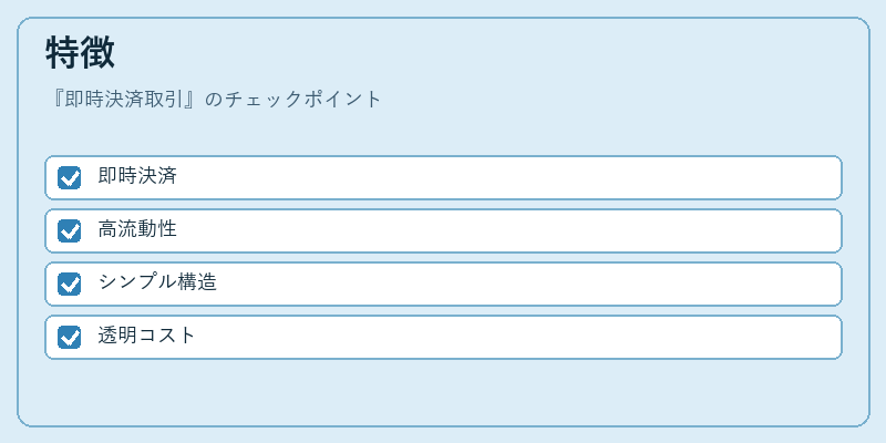 特徴（即時決済取引）の図解