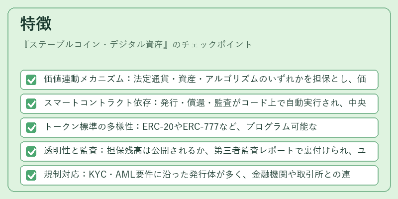 特徴(ステーブルコイン・デジタル資産)の図解