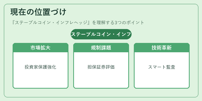 現在の位置づけ（ステーブルコイン・インフレヘッジ）の図解