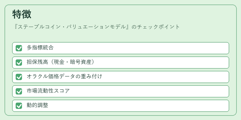 特徴（ステーブルコイン・バリュエーションモデル）の図解