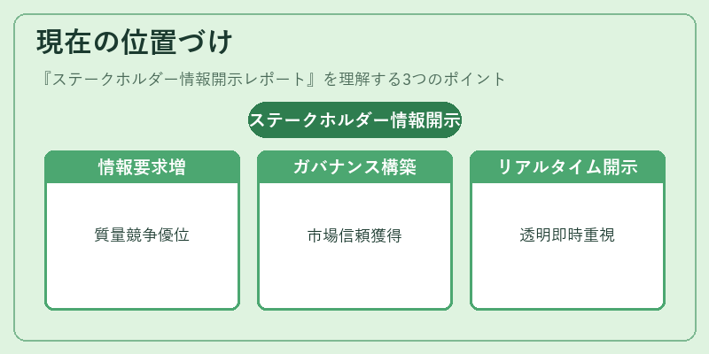現在の位置づけ（ステークホルダー情報開示レポート）の図解