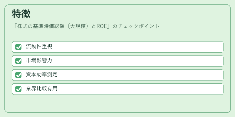 特徴（株式の基準時価総額（大規模）とROE）の図解