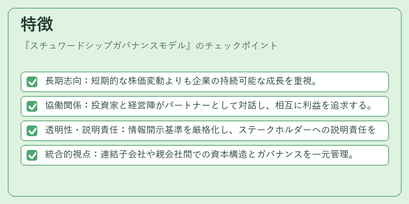 特徴（スチュワードシップガバナンスモデル）の図解