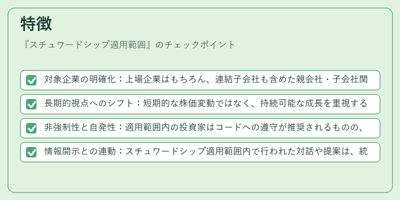 特徴（スチュワードシップ適用範囲）の図解