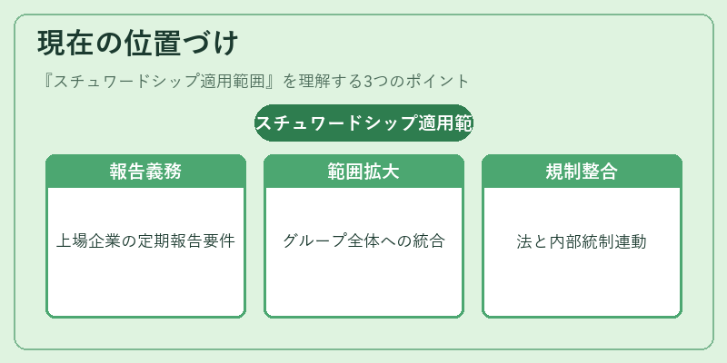 現在の位置づけ（スチュワードシップ適用範囲）の図解