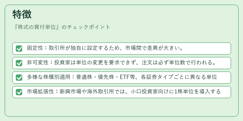 特徴（株式の買付単位）の図解