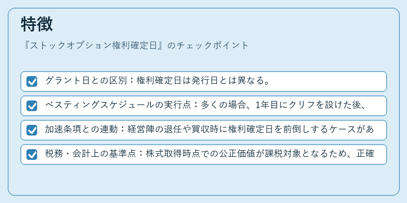 特徴（ストックオプション権利確定日）の図解
