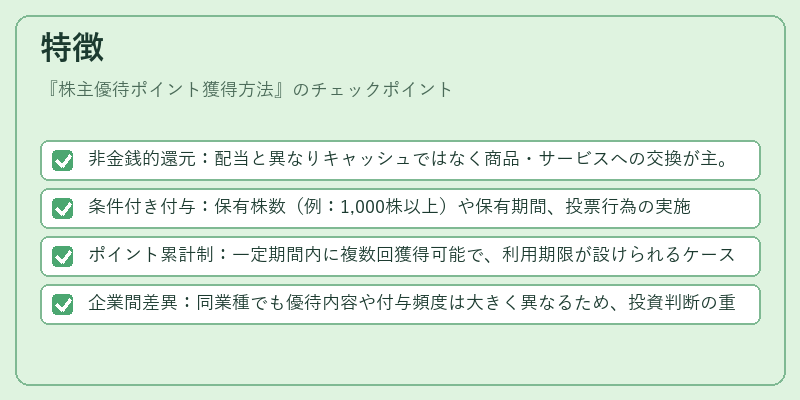 特徴（株主優待ポイント獲得方法）の図解